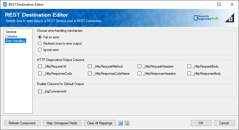 SSIS REST BigCommerce Destination - Error Handling